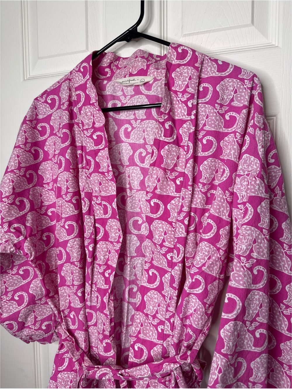Printfresh Anthropologie Pink Leopard Robe Size Small Medium - Picture 3 of 5